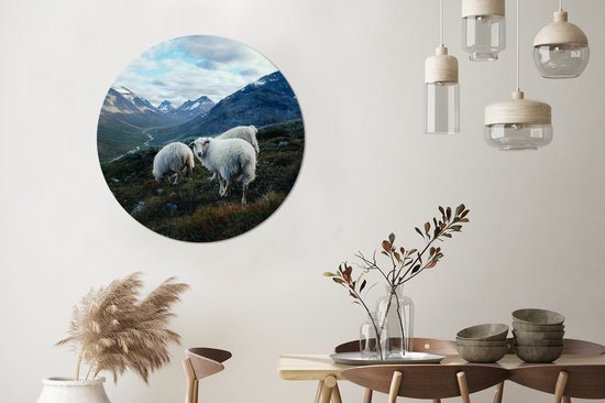 WallCircle - Cercle mural - Cercle mural - Mouton - Nature - Montagnes - Aluminium - Dibond - 90x90 cm - Intérieur et Extérieur