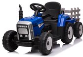 Elektrische kinderauto - Tractor elektrisch 12V + trailer, elektrische kinder tractor (Blauw)