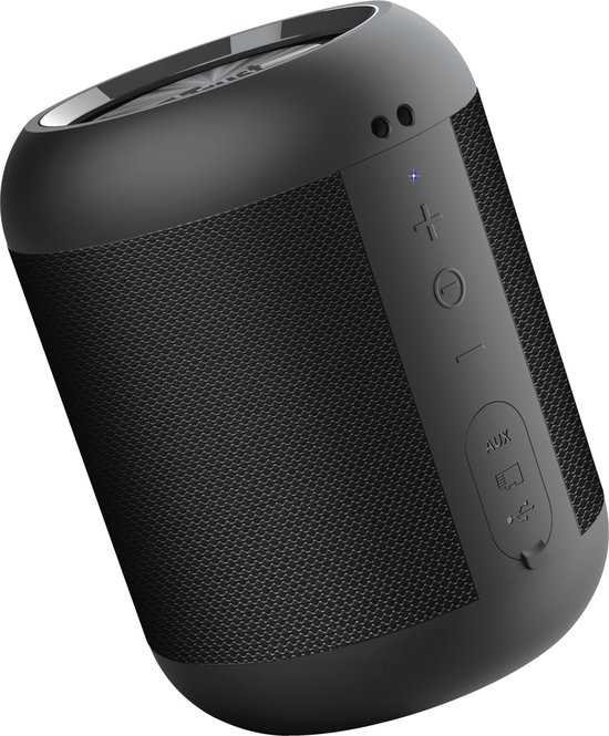 Bluetooth speaker waterbestendig IPX5, draagbaar, draadloos koppelbaar, 20 uur batterij, ingebouwde microfoon, compact zwart
