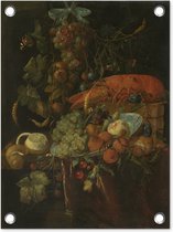 Tuin decoratie Stilleven met vruchten en een kreeft - Schilderij van Jan Davidsz. de Heem - 30x40 cm - Tuindoek - Buitenposter