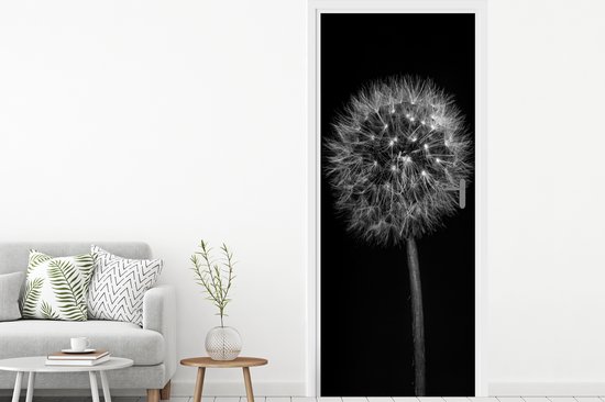 Sticker de porte Pissenlit - Zwart - Fleurs - Botanique - 90x235 cm - Poster de porte
