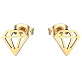 Aramat jewels ® - Zweerknopjes diamant goudkleurig chirurgisch staal 9mm