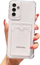 Hoesje Geschikt Voor Samsung Galaxy S23 FE hoesje met pasjeshouder transparant Shock proof case met Kaarthouder