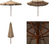 vidaXL Parasol met houten paal 330 cm taupe - Parasol - Parasols - Buitenparasol - Buitenparasols