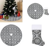 vidaXL Kerstboomrok luxe met sok 90 cm stof grijs - Kerstboomjurk - Kerstboomjurken - Kerstboomrok - Kerstboomrokken