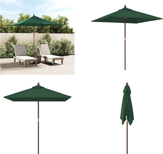 vidaXL - Parasol - met - houten - paal - 200x300 - cm - crèmewit | bol