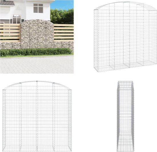 vidaXL Schanskorf gewelfd 200x50x180/200 cm gegalvaniseerd ijzer - Schanskorfmand - Schanskorfmanden - Schanskorf - Schanskorfmuur