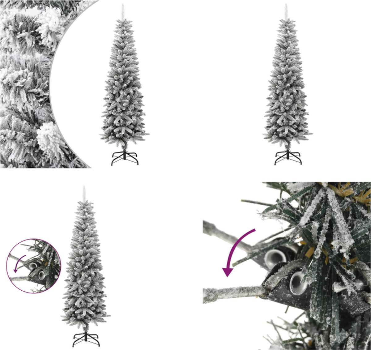 vidaXL Kunstkerstboom met sneeuw smal 180 cm PVC en PE - Kerstboom - Kerstbomen - Kunstkerstboom - Kunstboom