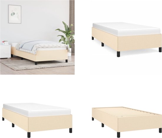 vidaXL Bedframe stof crèmekleurig 90x190 cm - Bedframe - Bedframes - Slaapmeubel - Bedbodem