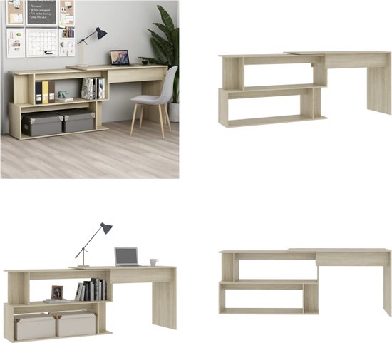 vidaXL Bureau d'angle 200x50x76 cm Bois d'ingénierie Chêne Sonoma - Bureau - Bureaux - Table - Tables