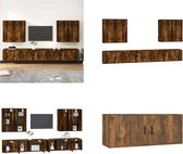 vidaXL 8-delige Tv-meubelset bewerkt hout gerookt eikenkleurig - Tv-kast - Tv-kasten - Tv-meubel - Hifi-meubel