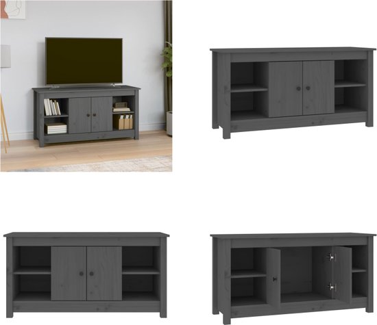 Tv-meubel FLORO 114x43x55 cm massief grenenhout grijs kopen