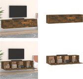 vidaXL Wandkasten 2 st 60x36-5x35 cm bewerkt hout gerookt eikenkleurig - Wandkast - Wandkasten - Hangkast - Hangende Kast