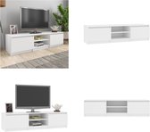 vidaXL Tv-meubel 140x40x35-5 cm bewerkt hout wit - Tv-meubel - Tv-meubels - Tv-meubelen - Tv-meubilair