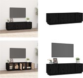vidaXL Tv-meubel 140x40x40 cm massief grenenhout zwart - Tv Kast - Tv Kasten - Tv Meubel - Tv Meubels