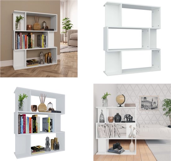 vidaXL Boekenkast/kamerscherm 80x24x96 cm bewerkt hout wit - Boekenkast - Boekenkasten - Boekenschap - Boekenschappen