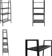 vidaXL Ladder boekenkast 4 schappen metaal zwart - Boekenkast - Boekenkasten - Kast - Kasten
