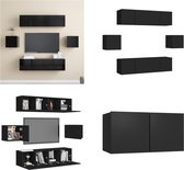 vidaXL 6-delige Tv-meubelset spaanplaat zwart - Tv-kastenset - Tv-kastensets - Tv-kasten - Tv-meubelset