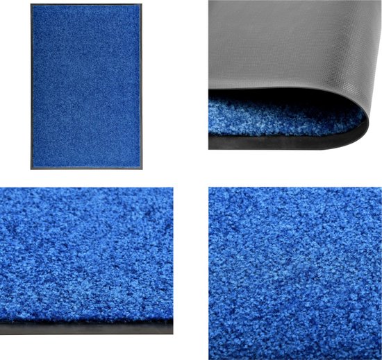 vidaXL Deurmat wasbaar 60x90 cm blauw - Mat - Matten - Deurmat - Deurmatten