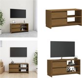 vidaXL Tv-meubel 80x31x39 cm massief grenenhout honingbruin - Tv-meubel - Tv-meubels - Tv-kast - Tv-kasten