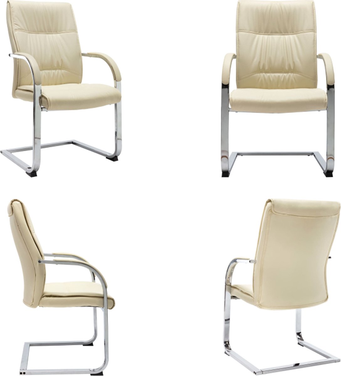 vidaXL Kantoorstoel kunstleer crèmekleurig - Kantoorstoel - Kantoorstoelen - Stoel - Stoelen