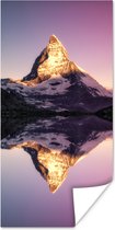 Poster Matterhorn bij zonsopgang vanaf Riffelsee in Zwitserland - 20x40 cm