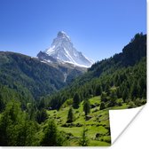 Poster Zwitserse Alpen in Matterhorn met groene bomen - 100x100 cm XXL