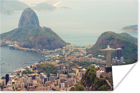 Uitzicht over Rio de Janeiro Poster 180x120 cm - Foto print op Poster (wanddecoratie woonkamer / slaapkamer) / Steden Poster XXL / Groot formaat!