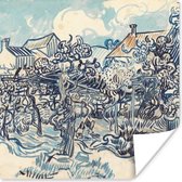 Poster Oude wijngaard met boerin - Vincent van Gogh - 30x30 cm