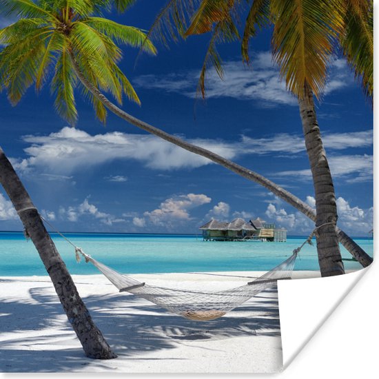 Poster Strand - Zomer - Hangmat - 50x50 cm