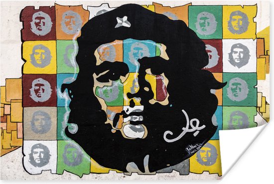 Che Guevara in silhouetten poster 90x60 cm - Foto print op Poster (wanddecoratie woonkamer / slaapkamer)
