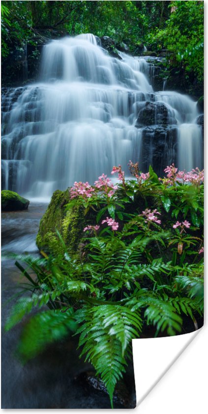 Poster Une cascade parmi la nature dense du parc national de Phu Hin Rong Kla - 75x150 cm