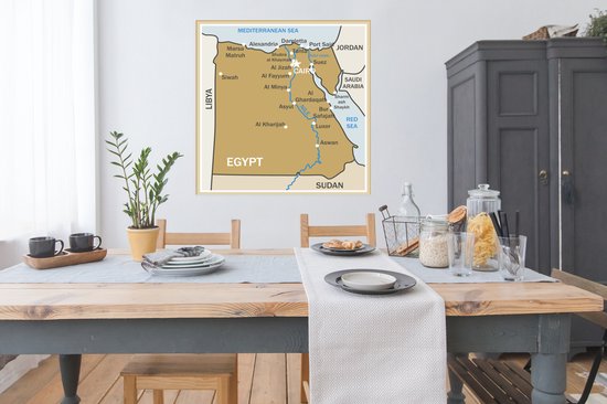Affiche illustration marron d'Egypte 100x100 cm - Tirage photo sur Poster (décoration murale salon / chambre) / Affiche Afrique