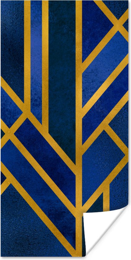 Poster Goud - Blauw - Luxe - 20x40 cm