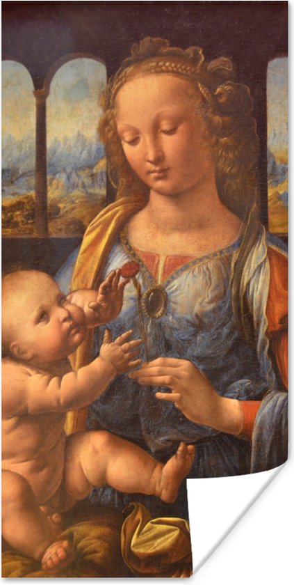 Poster Madonna met de anjer - Leonardo da Vinci - 40x80 cm