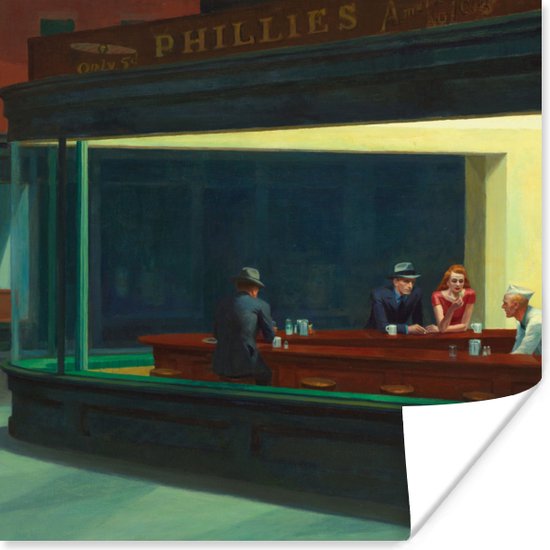 Poster Nighthawks - Edward Hopper - 100x100 cm XXL