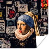 Affiche Fille à la perle - Tatouage - Vermeer - 75x75 cm