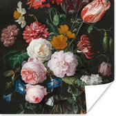 Poster Stilleven met bloemen in een glazen vaas - Schilderij van Jan Davidsz. de Heem - 50x50 cm