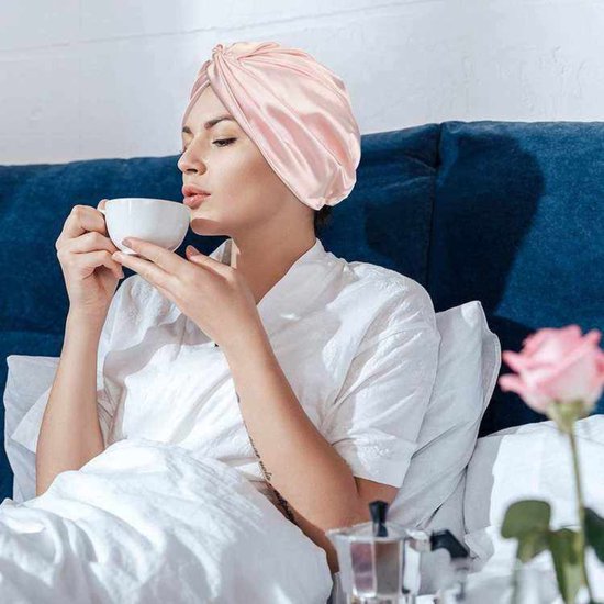 22 Momme Mulberry Zijden Bonnet om te slapen, zijden haarwikkel voor krullend haar, 100% pure moerbeizijde slaapmuts, omkeerbare zijden bonnet (UK, Alpha, One Size, Champagne
