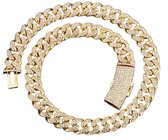 Plux Fashion Iced Out Cuban Ketting - Goud - 13mm/46cm - Sieraden - Gouden Ketting - 18 Karaat Verguld - Iced out Cuban Chain - Stainless Steel - Cuban Chain – Diamanten Ketting - Iced Out Chain - Schakel Ketting - Sieraden Cadeau - Luxe Style