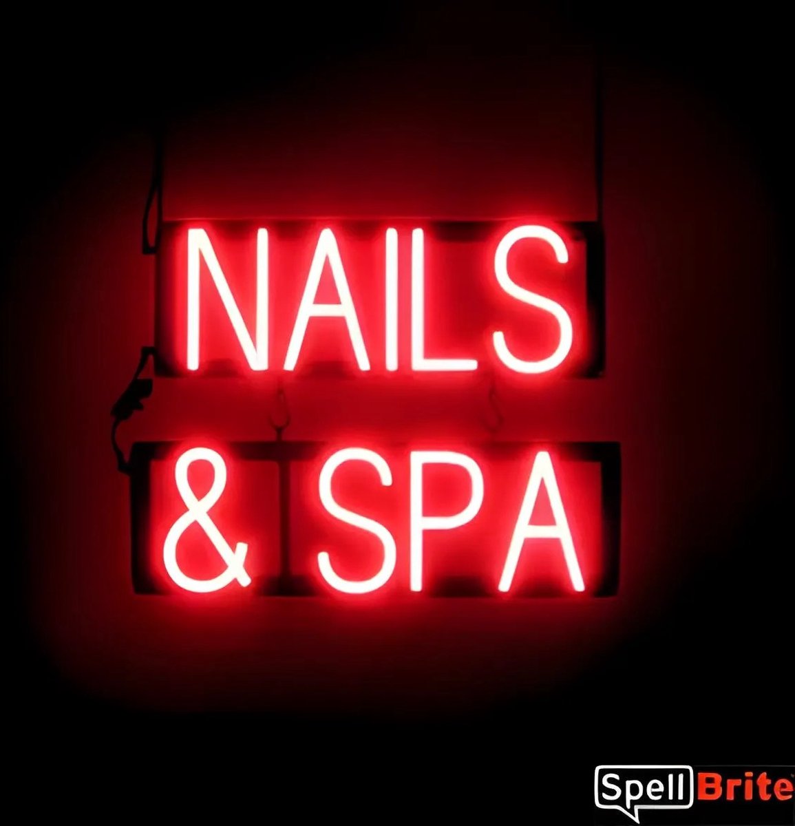 NAILS & SPA - Lichtreclame Neon LED bord verlicht | SpellBrite | 45 x 38 cm | 6 Dimstanden - 8 Lichtanimaties | Reclamebord neon verlichting