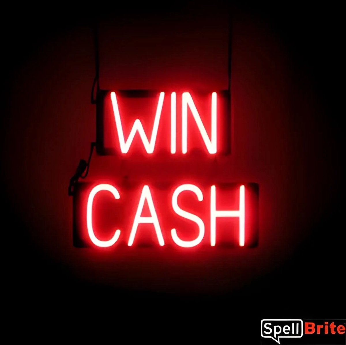 WIN CASH - Lichtreclame Neon LED bord verlicht | SpellBrite | 44 x 38 cm | 6 Dimstanden - 8 Lichtanimaties | Reclamebord neon verlichting