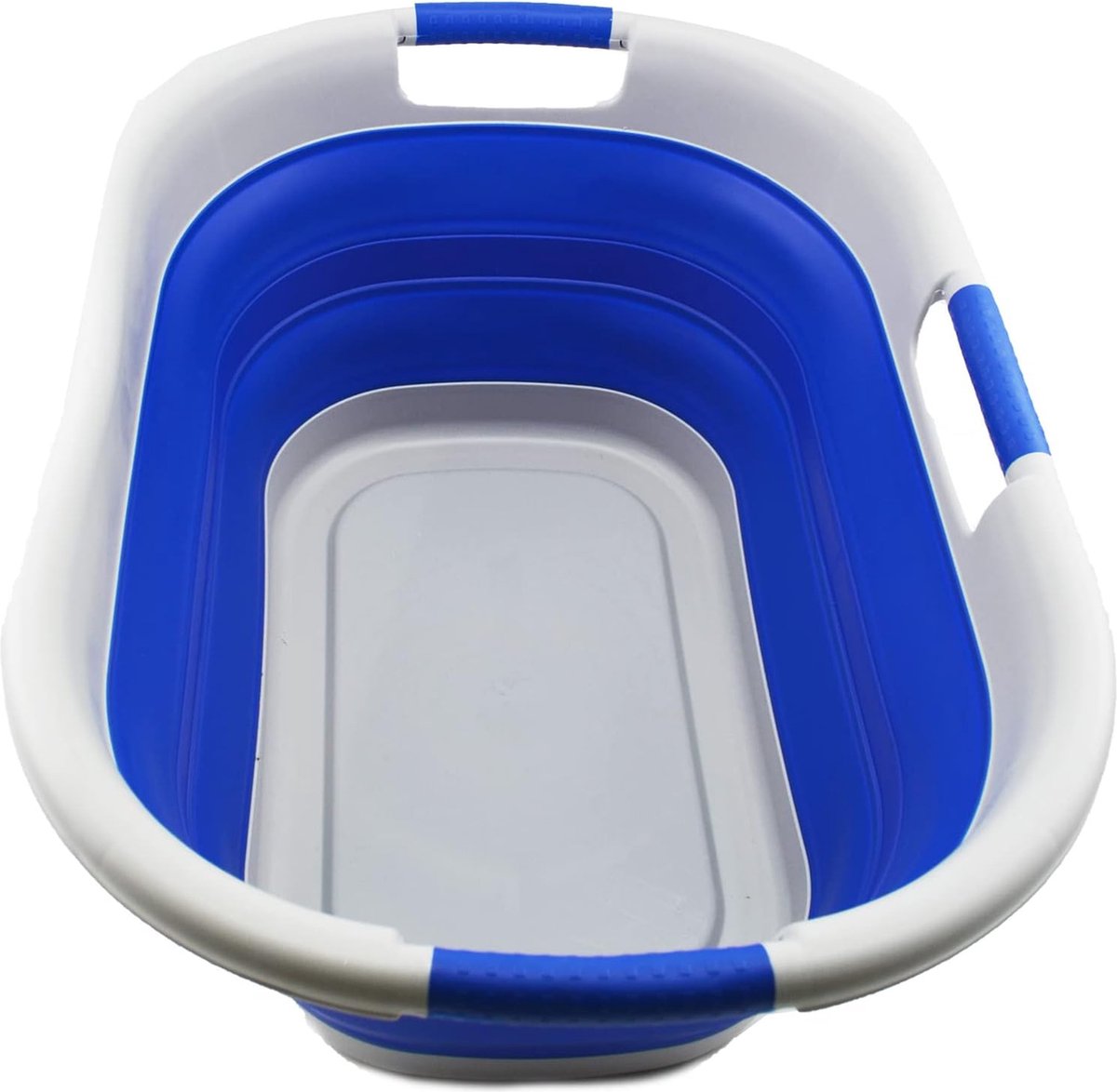 Goedkoopste 40L opvouwbare plastic wasmand, opvouwbare pop-up opbergbak / organizer - draagbare wasbak - ruimtebesparende wasmand (1, grijs/paarsblauw