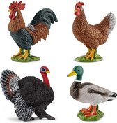 Schleich Farm World - Boerderijdieren Figurenset Kip, Haan, Kalkoen, Eend, Dierenfiguren voor Kinderen 4 st