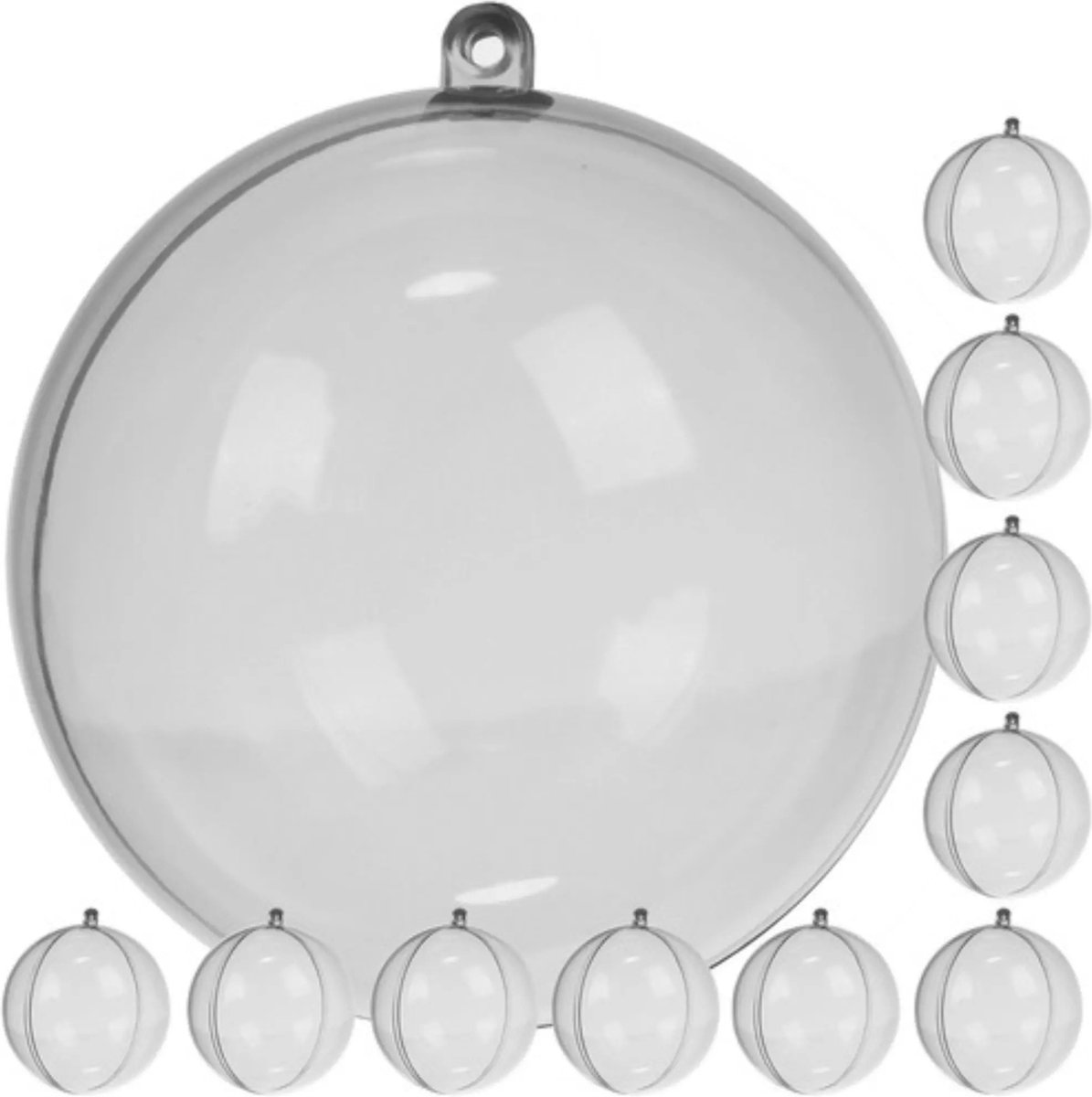 Ruhhy Transparante Kerstballen 12 cm - Set van 10 - DIY Kerstdecoratie