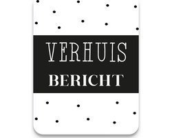 Studio Juulz - Verhuiskaart 25 x VERHUISBERICHT STIPPEN | Zwart met Stippen | Verhuizen | Verhuiskaarten | Adreswijziging | Verhuisbericht | Nieuw huis | Samenwonen | Lief | Modern | Huisje | A6 | zwart wit