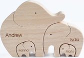 Houten olifantenpuzzel Gepersonaliseerd cadeau voor een gezin van vier,/ gepersonaliseerde cadeau/ houten beeld/Aanstaande ouders cadeau, Vaderdagcadeau/ kraamcadeau/ verjaardag cadeau/