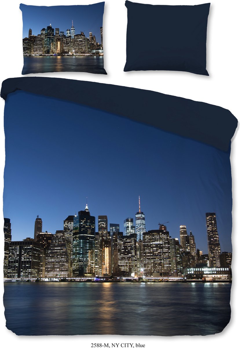 Pure Dekbedovertrek "New York" - Blauw - (240x200/220 cm) - Microfiber