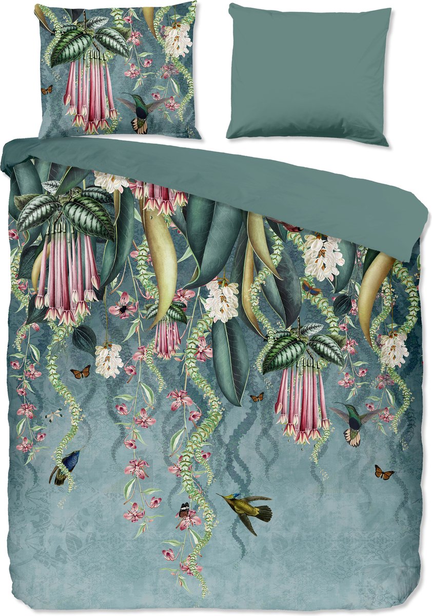 Pure dekbedovertrek bloemen en bladeren - 2 persoons 200x200/220 cm - Multi - Microvezel