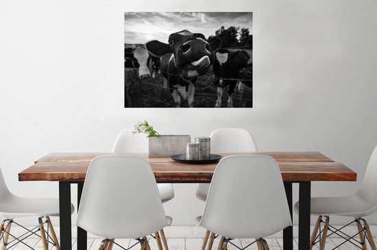 Poster Zwart - Wit - Vache - Animaux - 80x60 cm